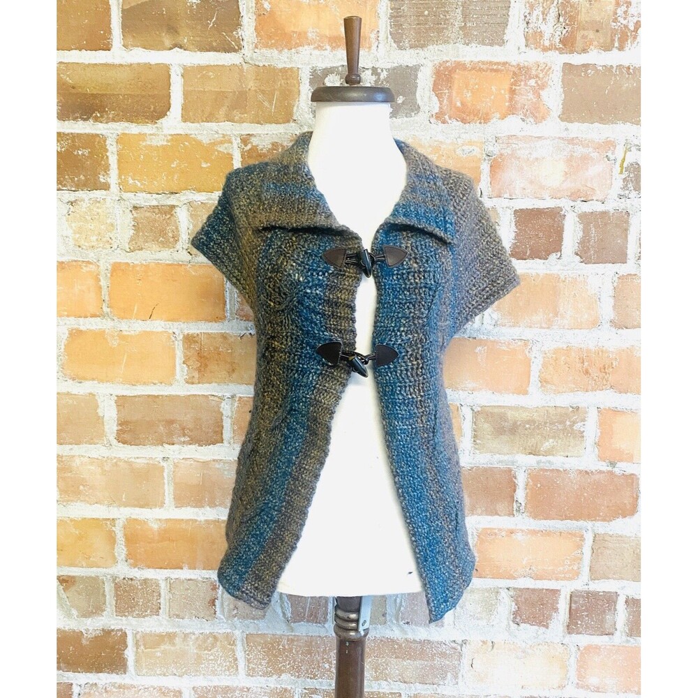 Lineamaglia Made In Italy Wool Knitted‎ Toggle Short Sleeve Cardigan Small
